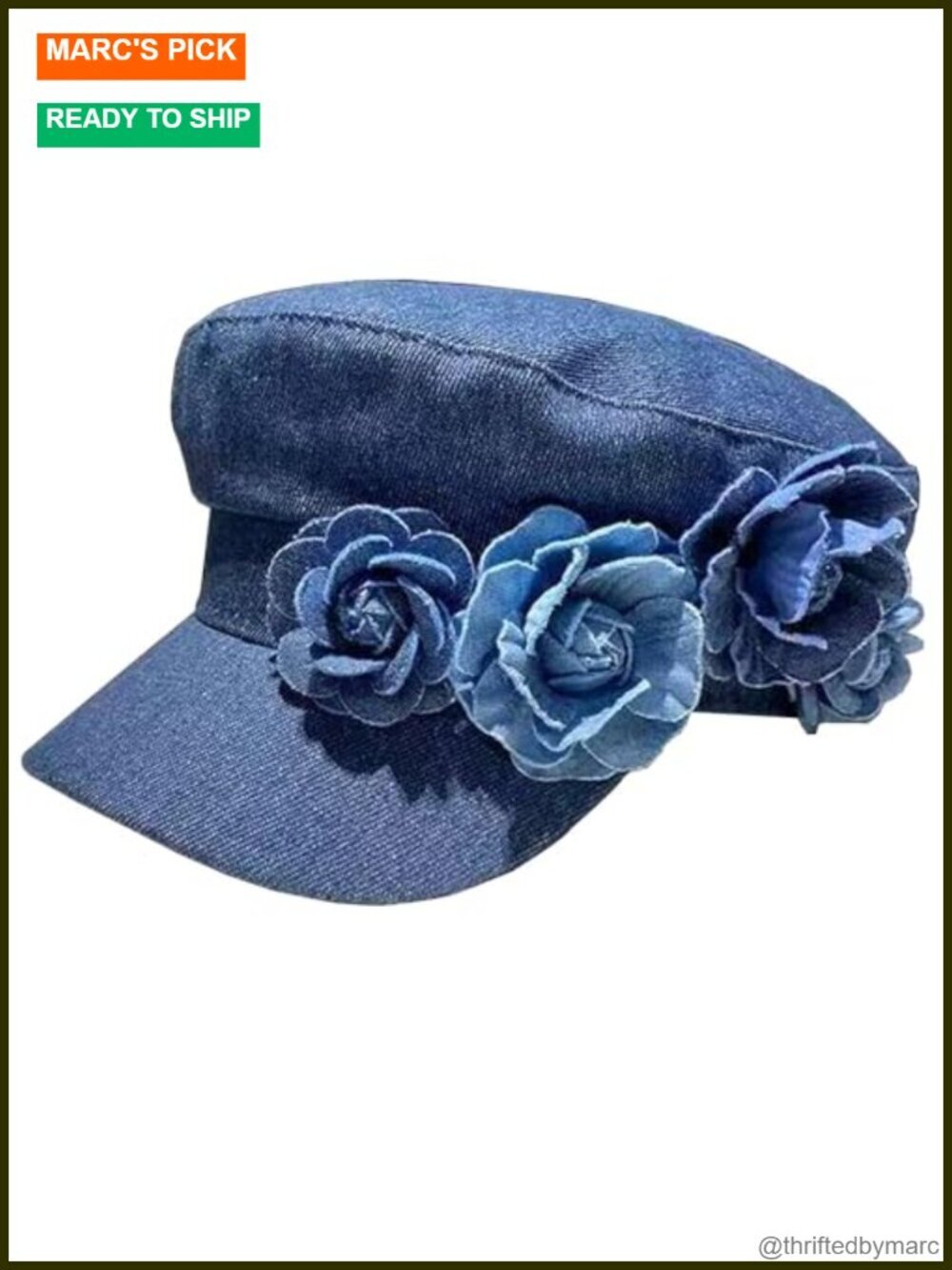 Womens Newsboy Cap Denim Beret Hat Vintage Floral Cabbie Baker Hat Summer Fall